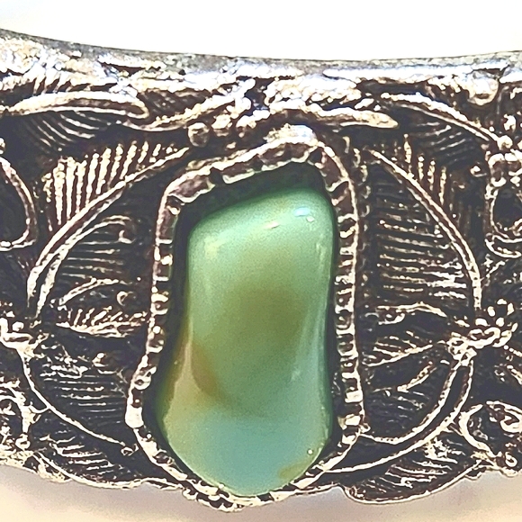 Silver Dragonfly Cuff Faux Turquoise Wide Silver Bracelet - Picture 2 of 5